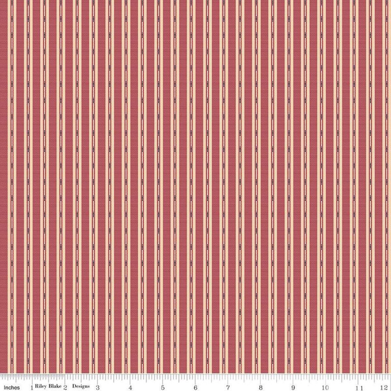 Fabric Riley Blake Ticking Berry Stitcher's Flannel by the Quarter Yard F15552-BERRY